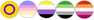 flags in order: intersex, aphroflux, nonbinary, aromantic, lesbian